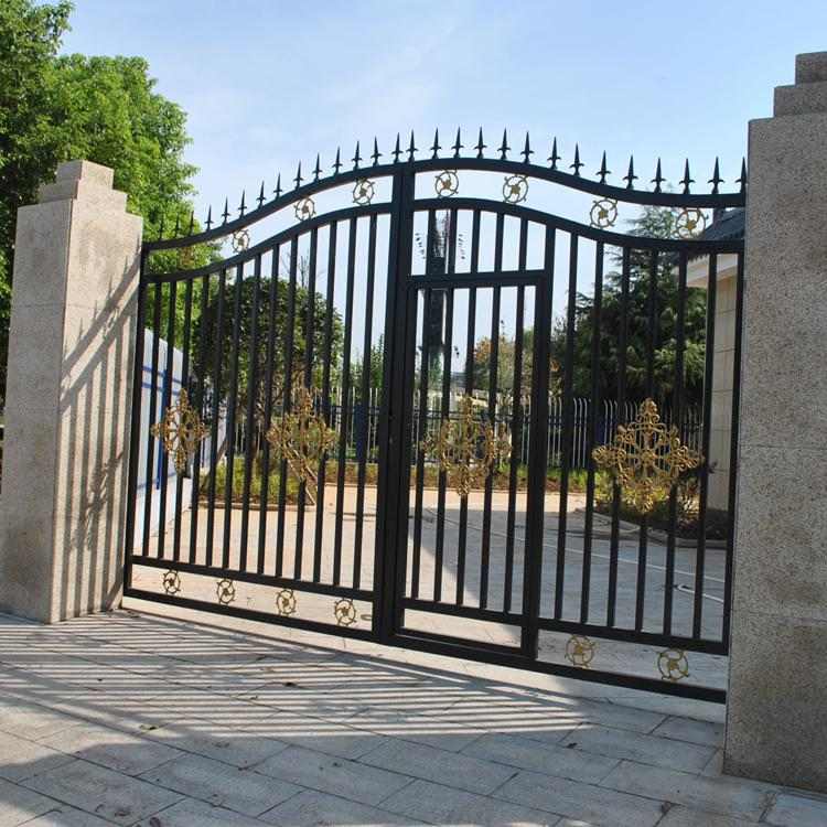 公园景区围墙铝合金门别墅庭院车库门铝艺入户门铝合金平开大门
